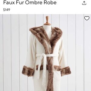 Pottery Barn Ombre Faux Fur Robe - Cream and Brown
